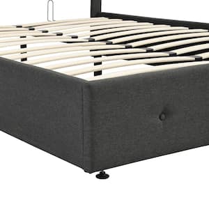 Upholstered Platform Bed with Underneath Storage, Full Size, Gray