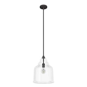 Dunshire 1-Light Noble Bronze Island Pendant Light with Clear Bell Glass Shade