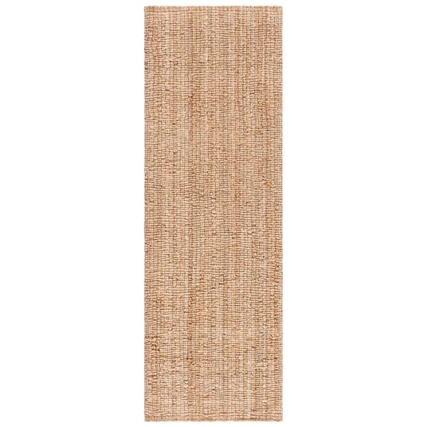 Natural Fiber 2 ft. x 15 ft. Beige Solid Color Runner Rug