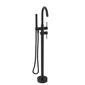 42-7/8 in. 1-Handle Freestanding Anti Scald Bathtub Faucet with Hand Shower Head in Matte Black