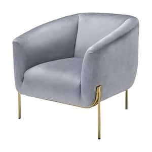 Carlson Gray Velvet and Gold Velvet Slope Arm Arm Chair