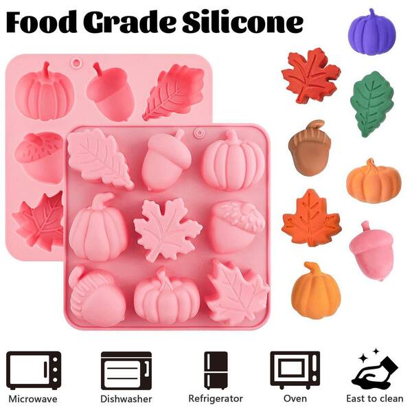 LAIFUCAM Thanksgiving Fall Silicone Molds 2 Pack 9-Cavity Pumpkin