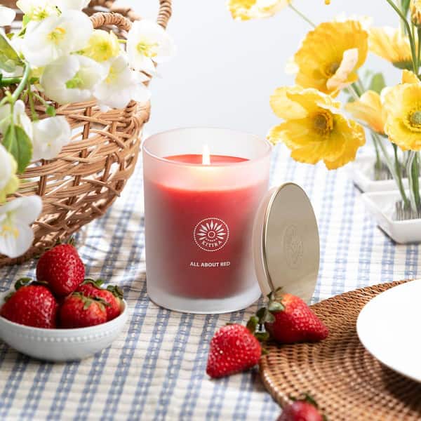 Vance Kitira All About Red Strawberry and Tangerine Scented Single Wick Jar Candle, 80-Hour Burn Time