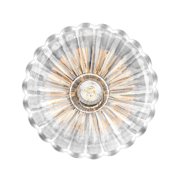 Audra 11.75 in 1-Light Semi Flush Light in Pewter with Clear Glass
