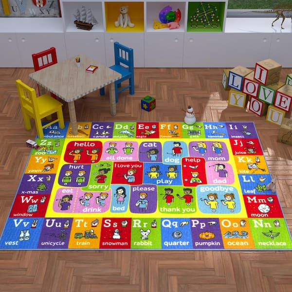 KC CUBS Multi-Color Kids Children Bedroom ABC Alphabet ASL Sign