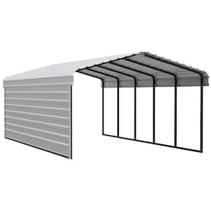 12 ft. W x 24 ft. D x 7 ft. H Eggshell Galvanized Steel Carport with 1-sided Enclosure