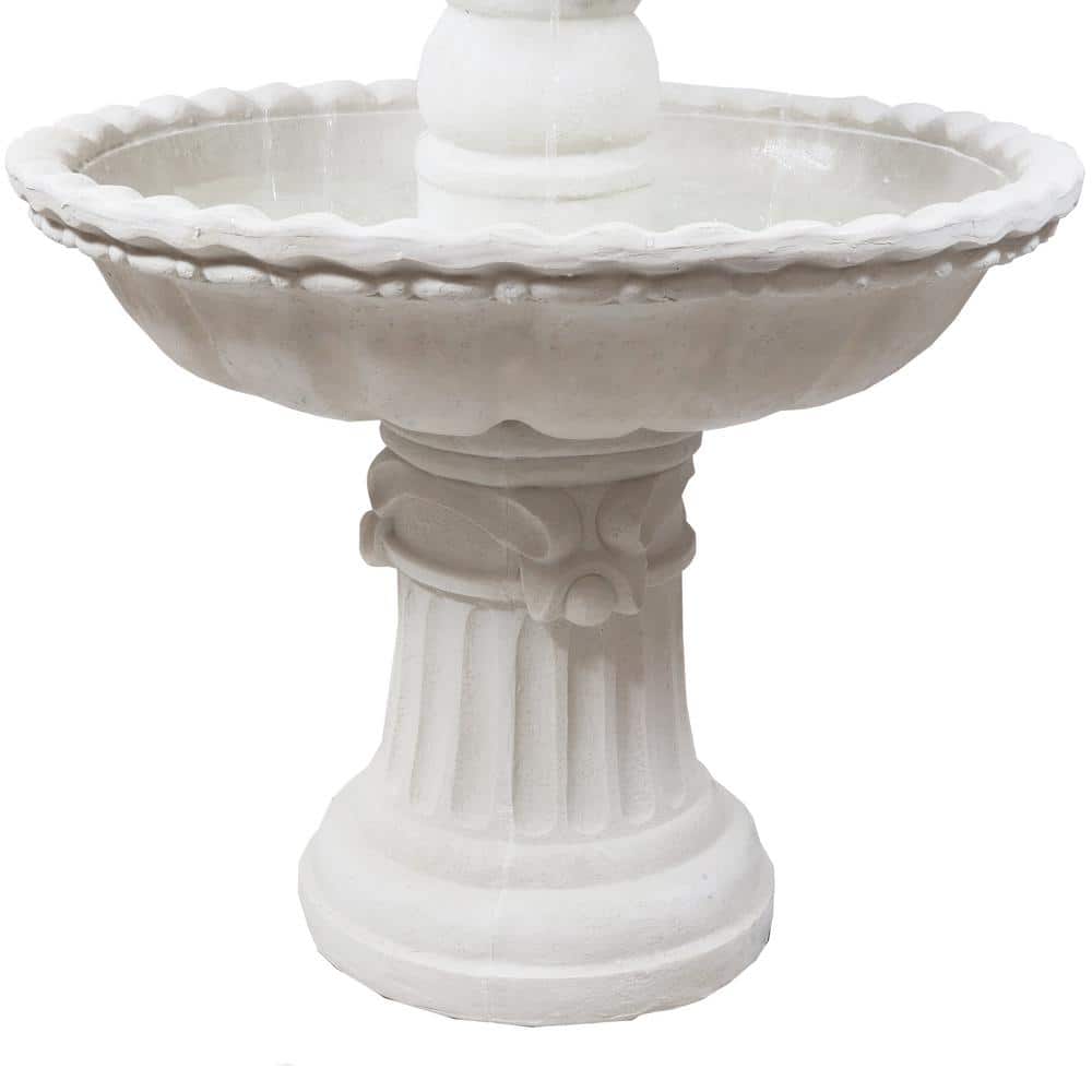 Sunnydaze White Fiberglass 52" 4-Tier Fruit Top Outdoor Water Fountain