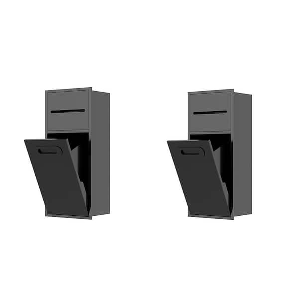 12 in. W x 20 in. H x 5.5 in. D Shower Niche Recessed Toilet Paper Holder, Built-in Trash Can Rack Black (Pack of 2)