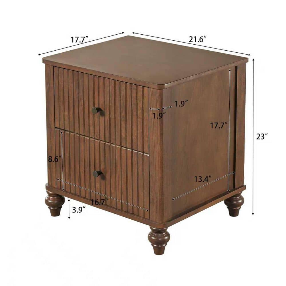 Alexa 3-Piece Walnut Finish Wood Frame King Size Bedroom Set Platform Bed and 2 Nightstands - thumbnail 5