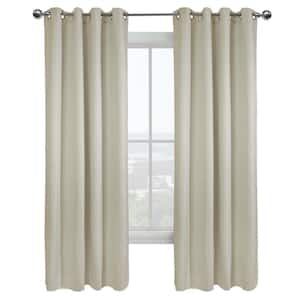 Vigo Off-white Polyester Textured 52 in. W x 108 in. L Grommet Indoor Blackout Curtain (Single Panel)