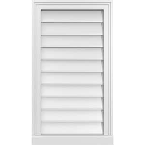 18 in. x 32 in. Vertical Surface Mount PVC Gable Vent: Decorative with Brickmould Sill Frame