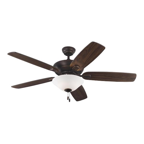 Generation Lighting Colony Max Plus 52 in. Roman Bronze Ceiling Fan with Bronze and American Walnut Reversible Blades and LED Light Kit