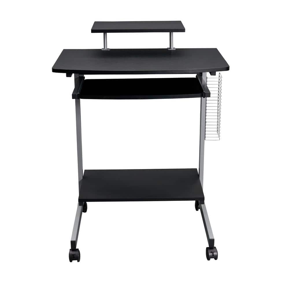 cadeninc 28 in. Rectangular Espresso Rolling Laptop Desk with Storage and Casters TECHLQR2ES18