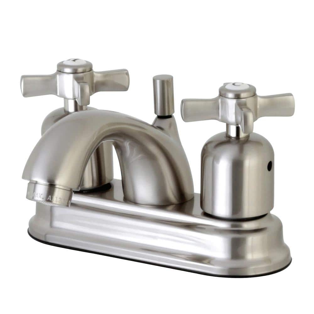 Kingston Brass Modern Cross 4 in. Centerset 2-Handle Bathroom Faucet in  Brushed Nickel HFB2608ZX - The Home Depot