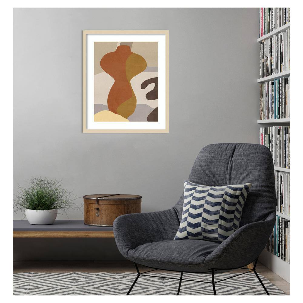 Cubist Vase IV Svelte Natural Framed Abstract Print