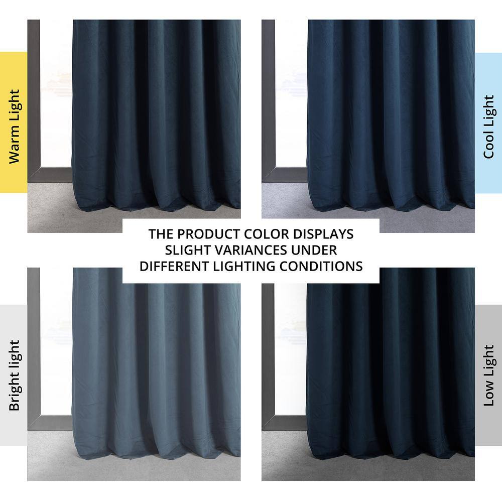Midnight Blue Velvet Blackout Curtain Panel, 50x84