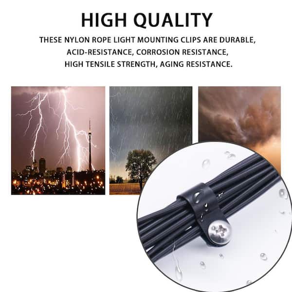 135 Pack 6 Sizes White+Black Nylon Plastic R-Type Clips - View #3