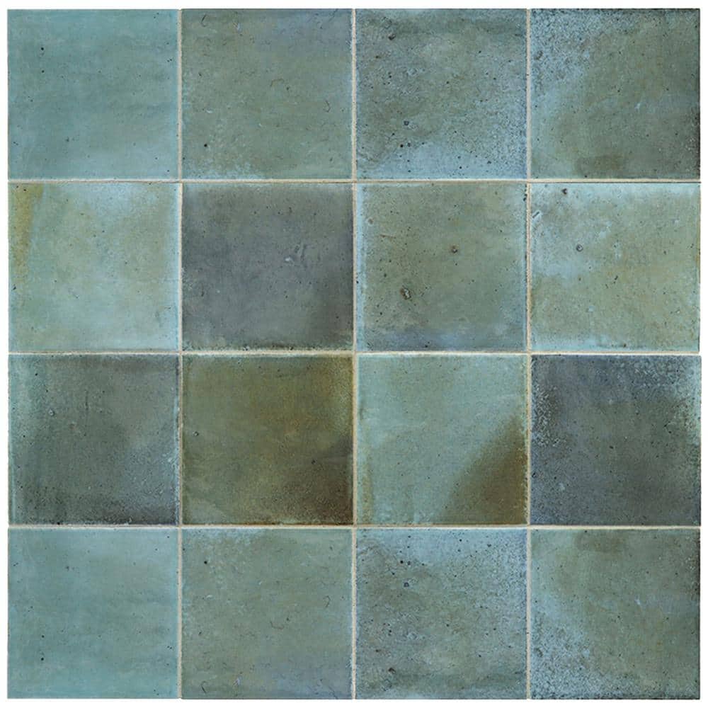 Antiek 4'' x 4'' Glossy Blue Ceramic Square Tile