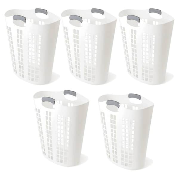 White 21.3 x 15.8 x 26 Rectangle Plastic Laundry Basket (5-Pack)