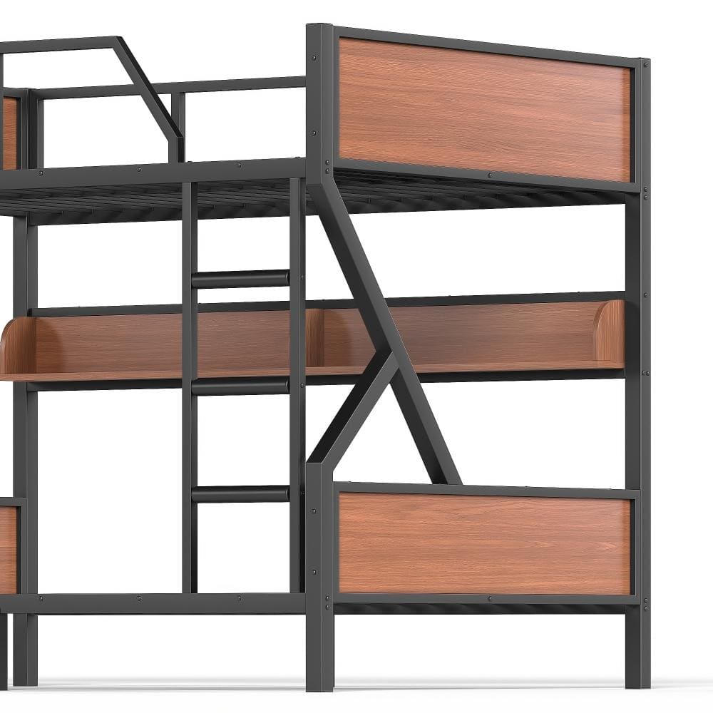 Black Full Over Full Bunk Bed with Storage Shelves, LED Lights, and Noise-Free Metal Frame price history on PriceWatchPro
