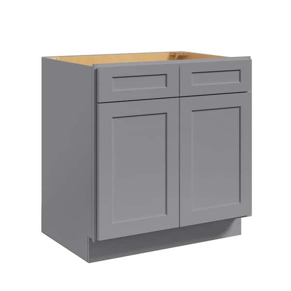 Hausvita 33 in. W x 24 in. D x 34.5 in. H in Shaker Grey Plywood Ready to Assemble Sink Base Cabinets with Shelf