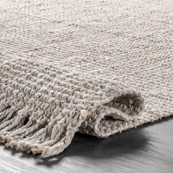 nuLOOM Natura Chunky Loop Jute Off-White 4 ft. Round Rug NCCL01E