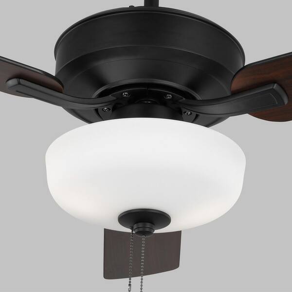 Generation Lighting - Linden 48 in. Transitional Indoor Midnight Black Ceiling Fan with Black Blades, Pull Chain and LED Light Kit