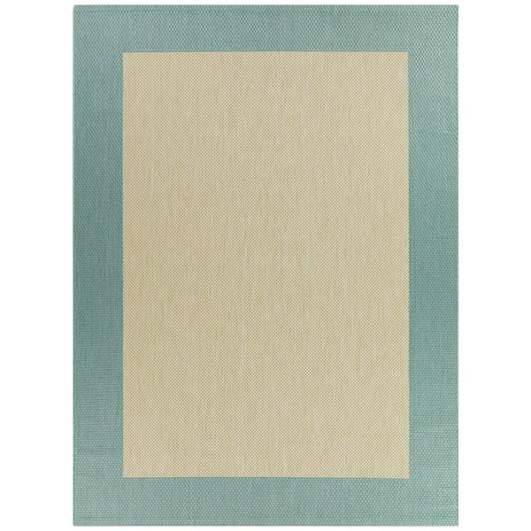 BALTA Amedeo Teal 5 ft. 3 in. x 7 ft. Border Indoor/Outdoor Area Rug