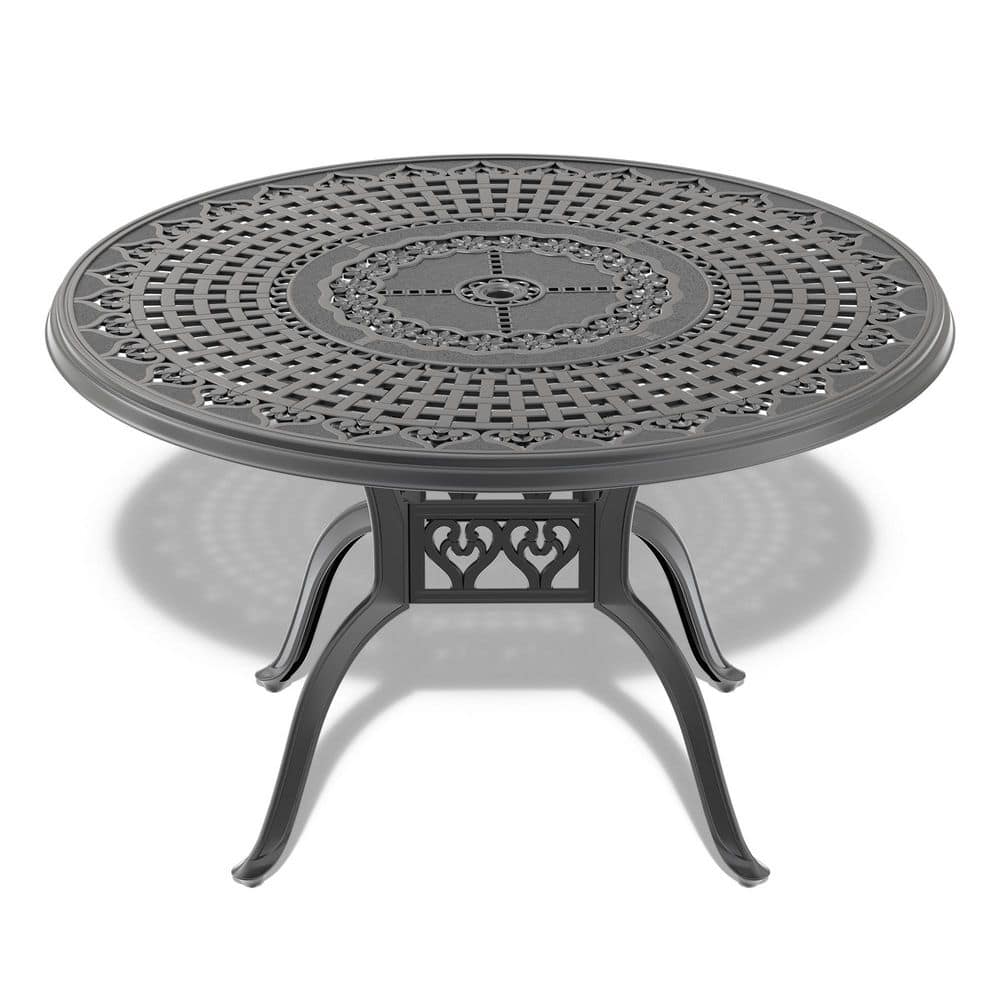 47.24 in. Cast Aluminum Patio Dining Table With Black Frame and Umbrella Hole price history on PriceWatchPro
