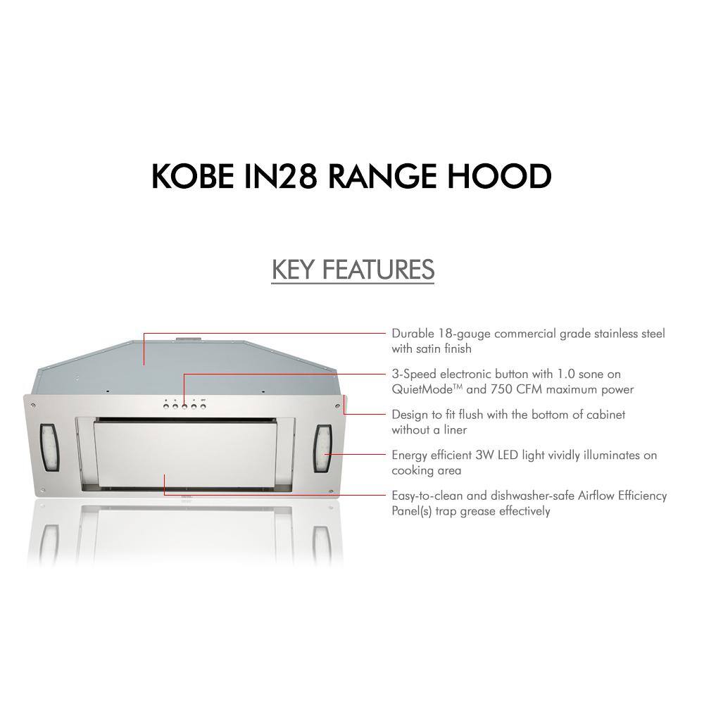 30-Inch Stainless Steel Insert Range Hood with LED Lights