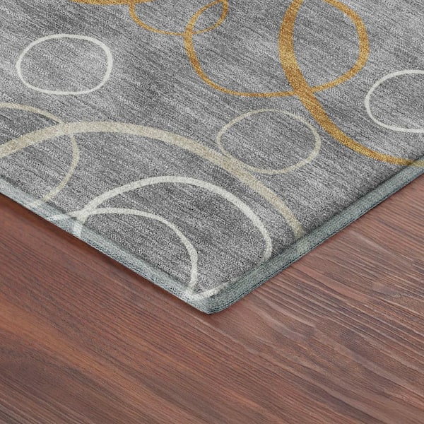 Mayfield Premium Machine Washable Abstract AMF2408 Gray 3 ft. x 4 ft. Area Rug