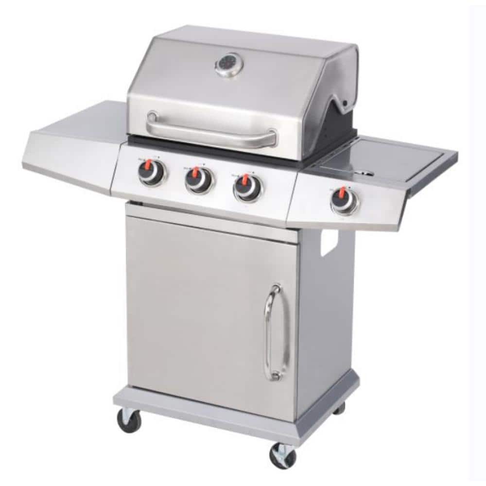 Stainless Steel 3-Burner Propane Grill with Side Burner