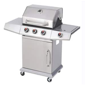 Deluxe 3-Burner Propane Gas BBQ Grill in Stainless Steel with Side Burner