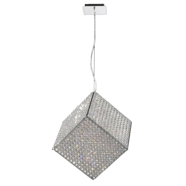 Worldwide Lighting Cube Collection 13-Light Chrome and Clear Crystal Pendant