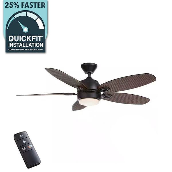 Daniel Island 52 in. White Color Changing Integrated LED Outdoor Matte Black Ceiling Fan with Light Kit and Remote