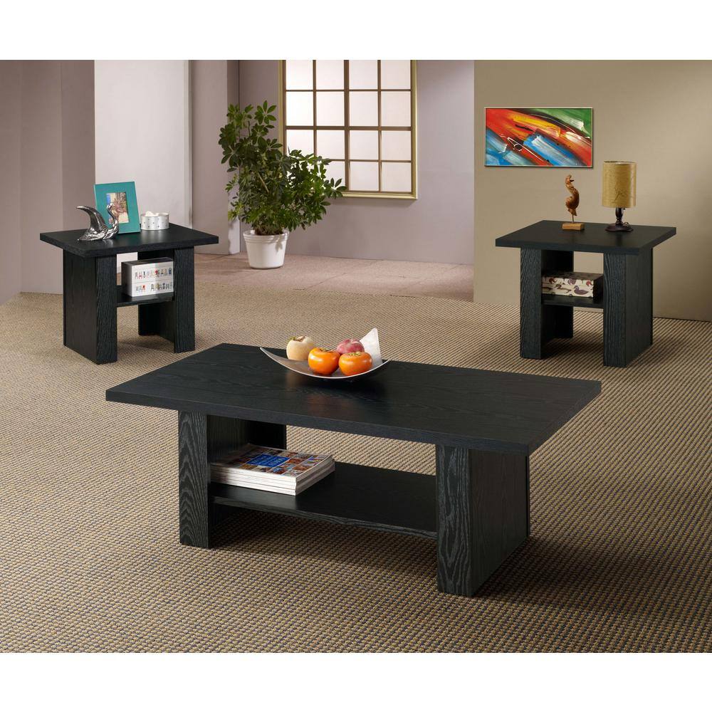 Black Oak 3-Piece Rectangular Coffee and End Table Set