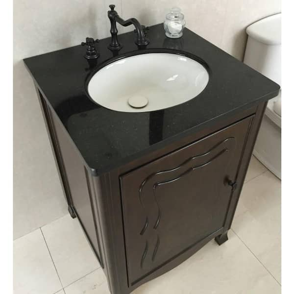 Moraga 24 in. W x 22 in. D x 36 in. H Single Vanity in Sable Walnut with Granite Vanity Top in Black with White Basin