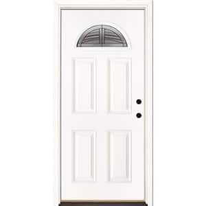 37.5 in. x 81.625 in. Rochester Patina Fan Lite Unfinished Smooth Left-Hand Inswing Fiberglass Prehung Front Door