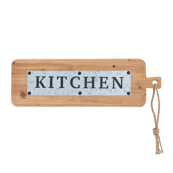 Litton Lane Brown Fir Modern Farmhouse Wall Decor 24 in. x 8 in.