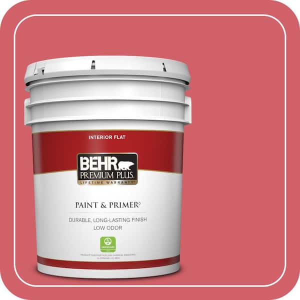BEHR PREMIUM PLUS 5 gal. #140B-6 Italiano Rose Flat Low Odor Interior Paint & Primer