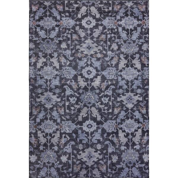 Mayfield Premium Machine Washable Abstract AMF2358 Navy 8 ft. x 10 ft. Area Rug