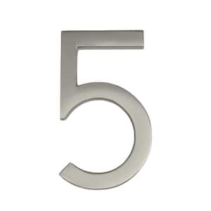 Frank Lloyd Wright Collection 4 in. Wright Satin Nickel Floating House Number 5