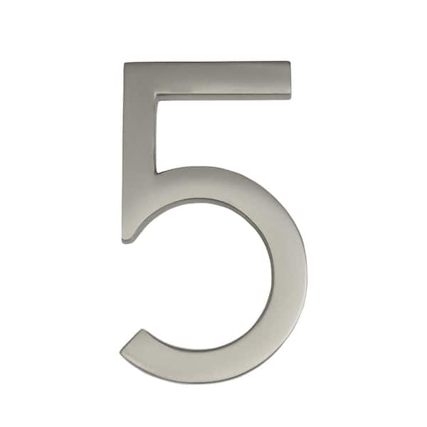 Architectural Mailboxes Frank Lloyd Wright Collection 4 in. Wright Satin Nickel Floating House Number 5