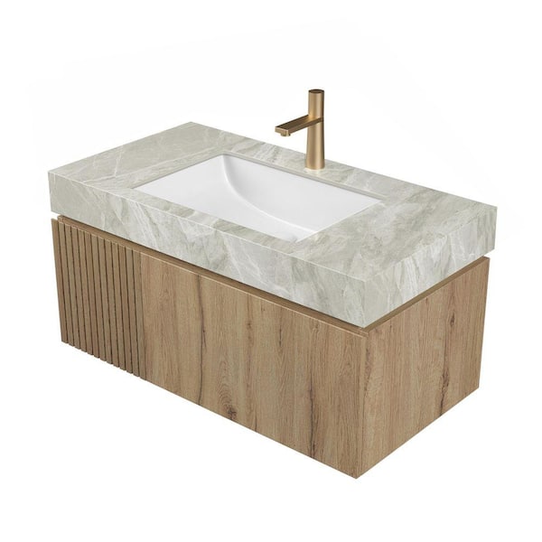 0llx4l❤︎ TCYO 36 in. Undermount Rectangular Bathroom Sink with Light Gray