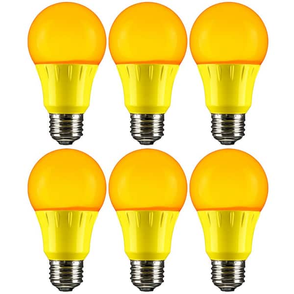 Sunlite 22-Watt Equivalent A19 LED Yellow Light Bulbs Medium E26 Base in Yellow (6-Pack)
