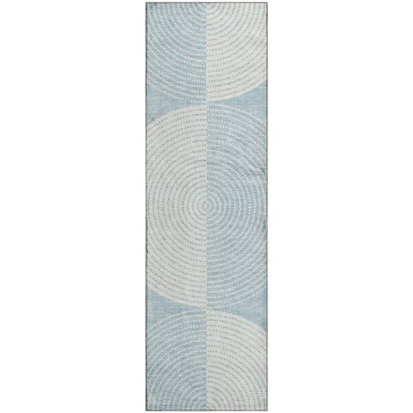 Mayfield Premium Machine Washable Abstract AMF2275 Denim 2 ft. x 7 ft. Runner Rug