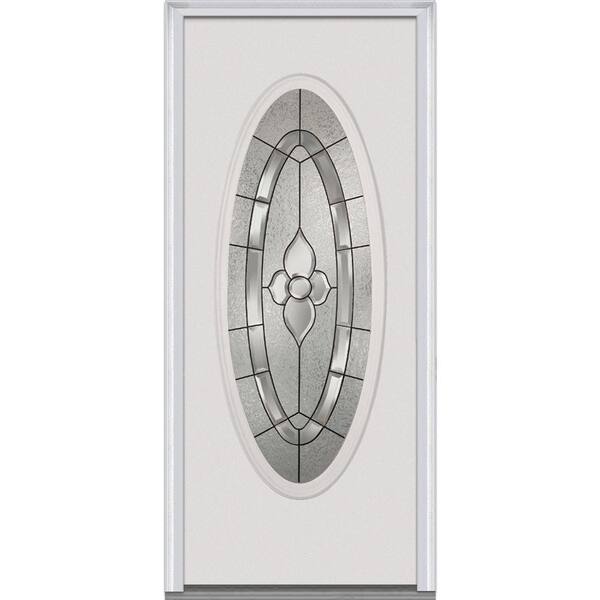 MMI Door 34 in. x 80 in. Master Nouveau Right-Hand Large Oval Lite Classic Primed Steel Prehung Front Door