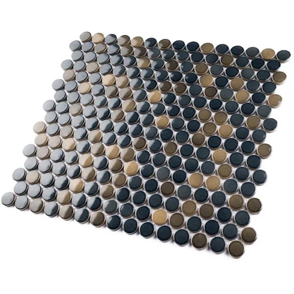MOLOVO Porcetile Round Multi Blue 12.41 in. x 11.46 in