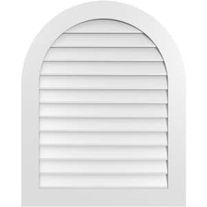 32 in. x 40 in. Round Top White PVC Paintable Gable Louver Vent Non-Functional