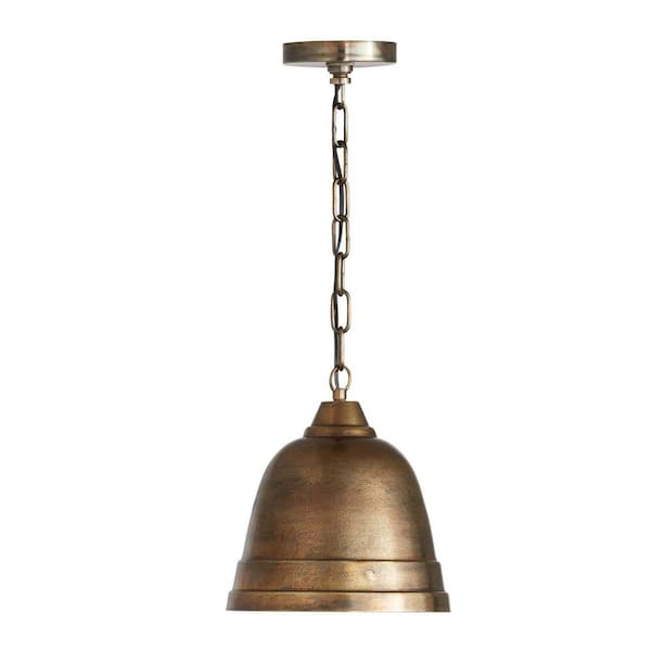 Sedona 100-Watt 1-Light Oxidized Brass Sand-Cast Small Dome Pendant Light and No Bulbs Included